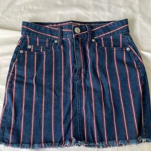 Red white and blue jean skirt